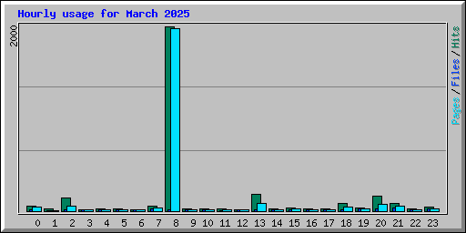 Hourly usage for March 2025