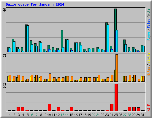 Daily usage for January 2024