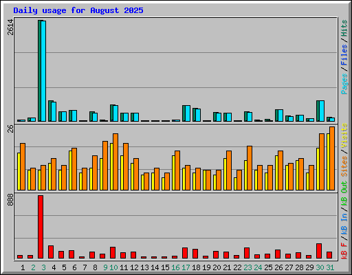 Daily usage for August 2025