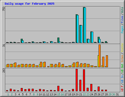 Daily usage for February 2025