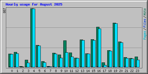 Hourly usage for August 2025