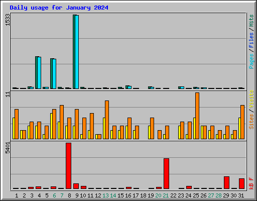 Daily usage for January 2024