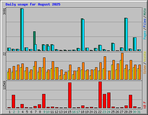 Daily usage for August 2025