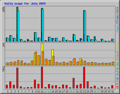 Daily usage for July 2025