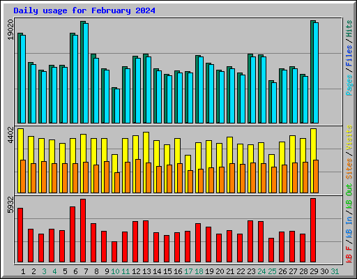 Daily usage for February 2024