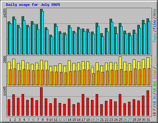 Daily usage for July 2025