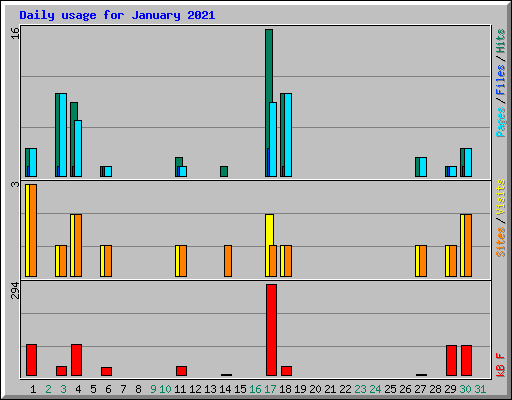 Daily usage for January 2021