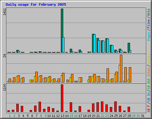 Daily usage for February 2025